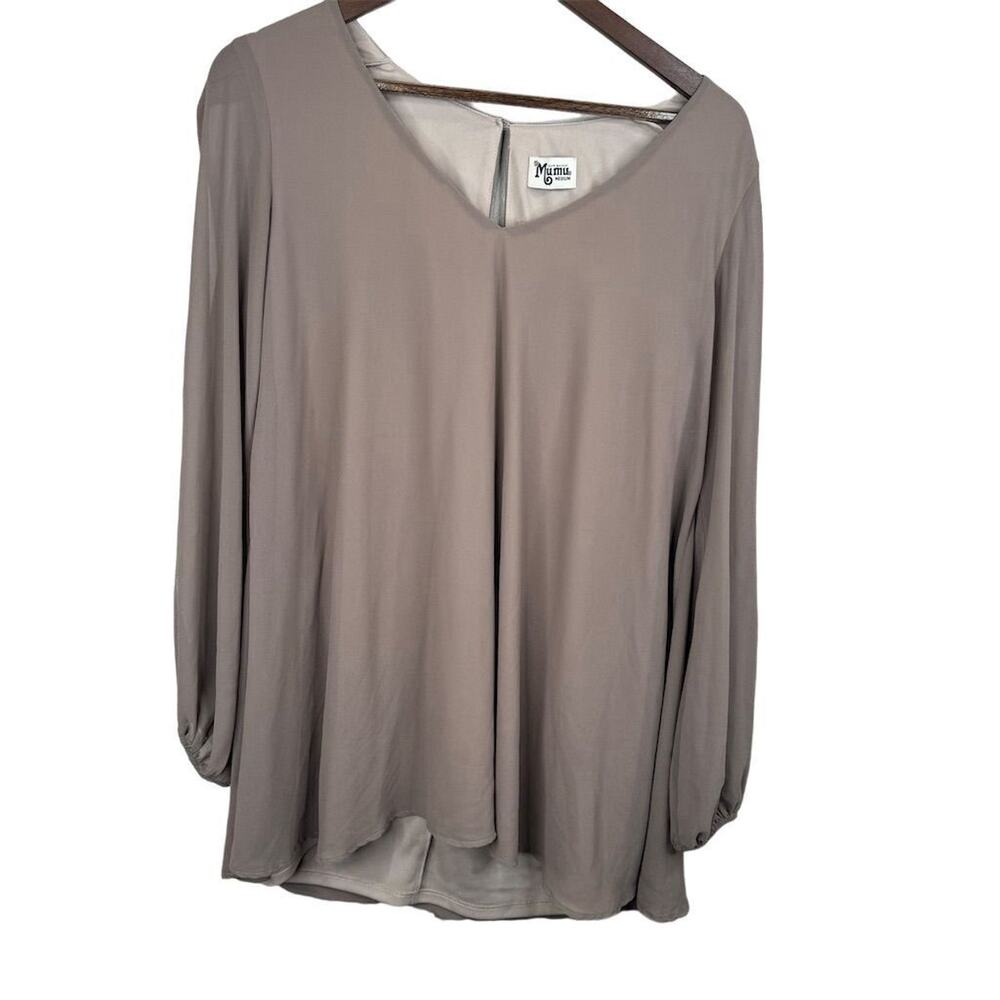 Show Me Your‎ Mumu Women's Beige Tunic Blouse Size M Long Sleeve Casual